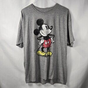 Disney Mickey Mouse Factory Distressed Gray T-Shirt Men's Size XL